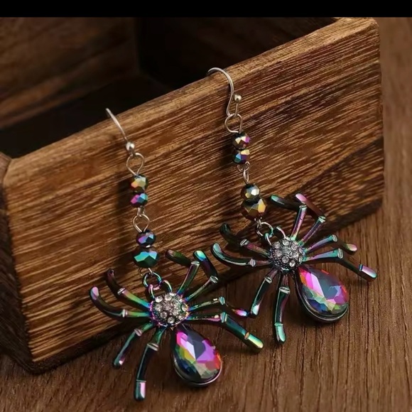 COPY - Halloween spider earrings all Crystal - Picture 5 of 5